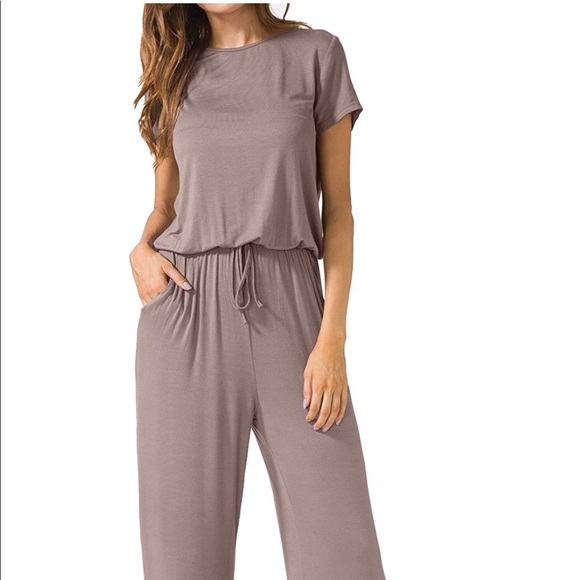 Casual O Neck Loose Wide Legs Jumpsuit - Picture 1 of 3